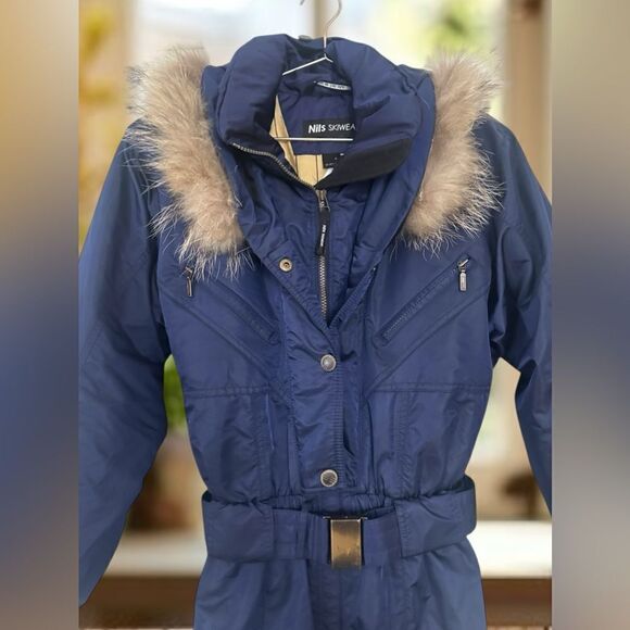 NILS Winter Snow Vintage 80s 90s Fur Trim one piece ski jumpsuit snowsuit Size 6 - Picture 15 of 16